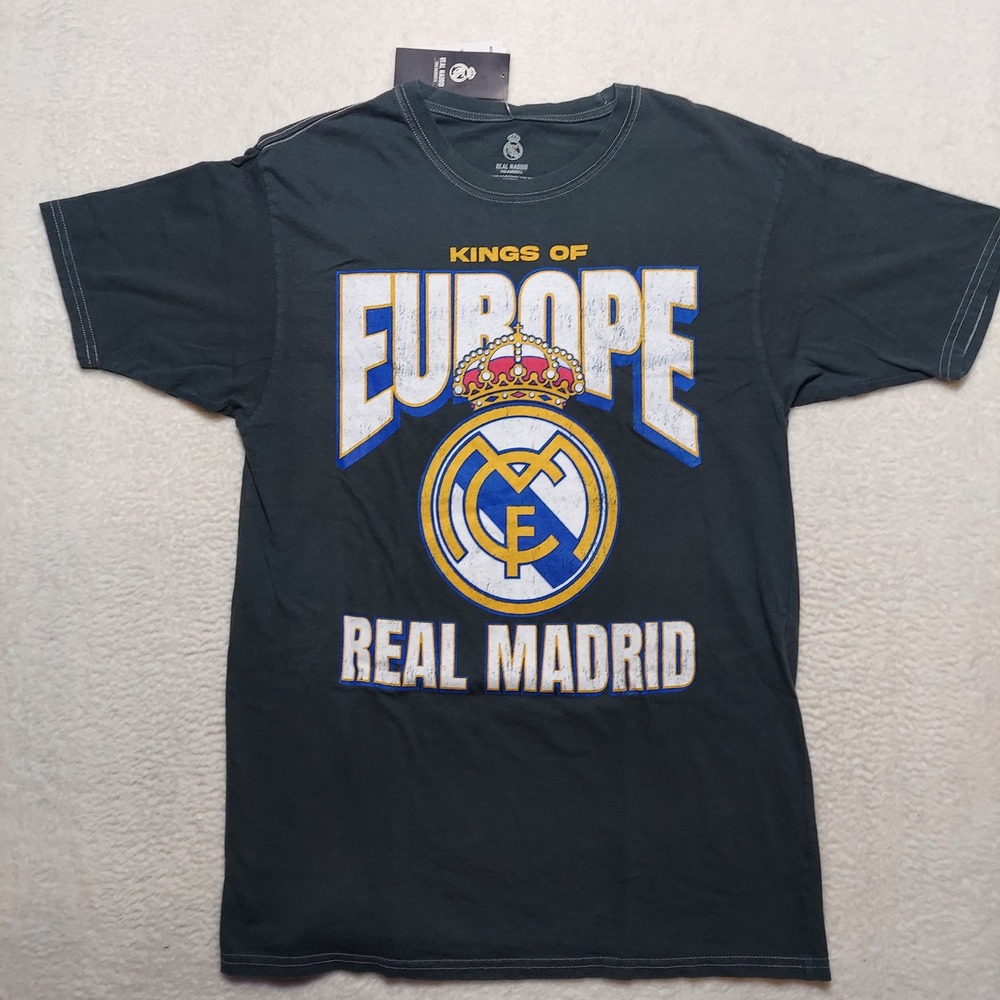 Real Madrid T-Shirt Mens Large Asphalt Grey New Kings of Europe Graphic Tee L